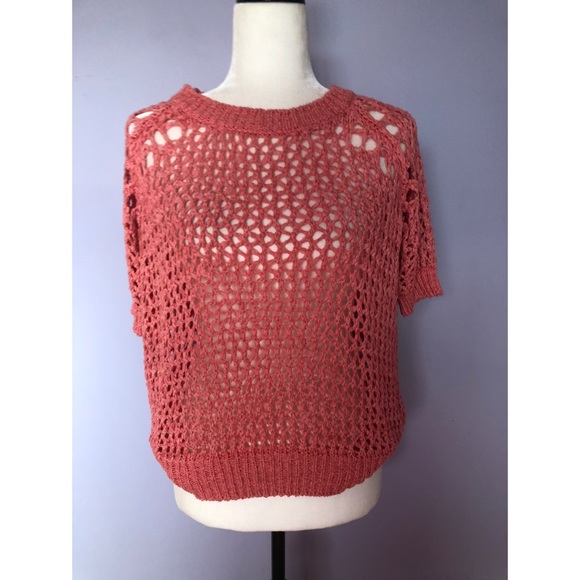 catherine malandrino pink open knit sweater - Picture 2 of 4